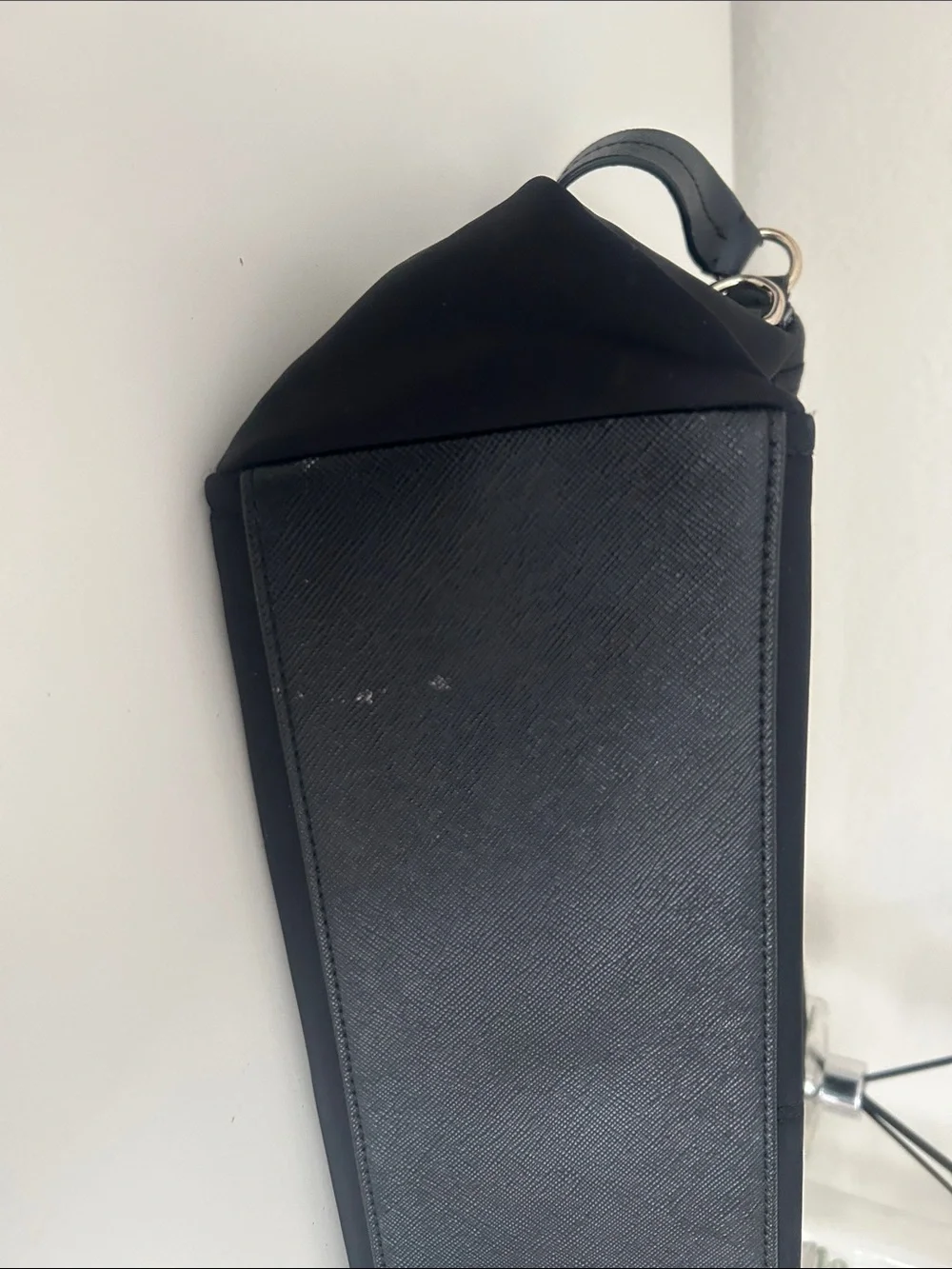 kate spade Black Nylon Fold-Over Shoulder Bag with Gold Hardware